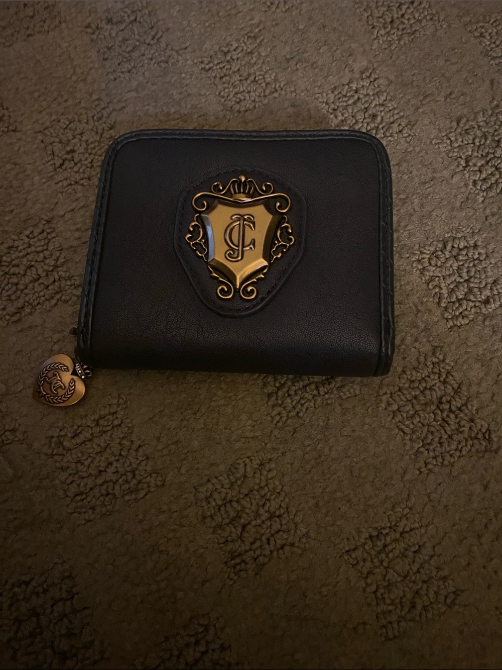 Juicy Couture Black Wallet with Gold Shield Emblem